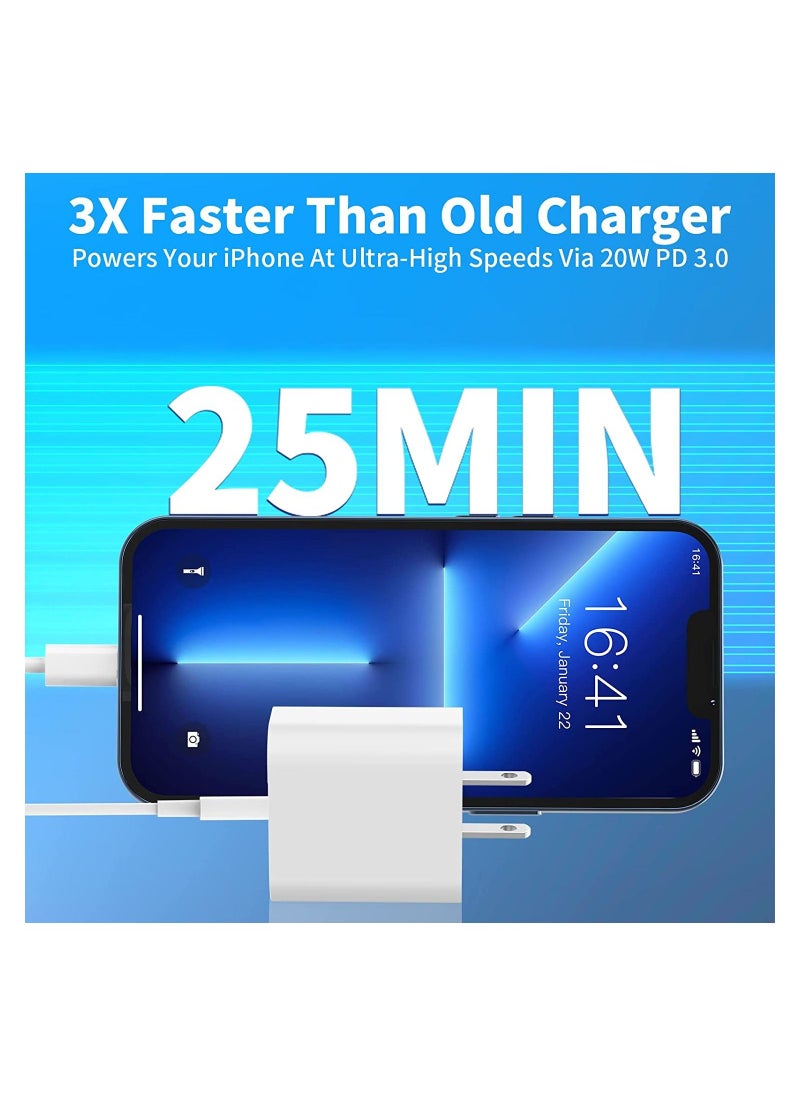 Generic 2 Pack 20W USB C Power Delivery Wall Charger with 6FT Type C to Lightning Quick Charge Sync Cord for iPhone 13 12 11 Pro/XS/XR/X/SE  - Image 3