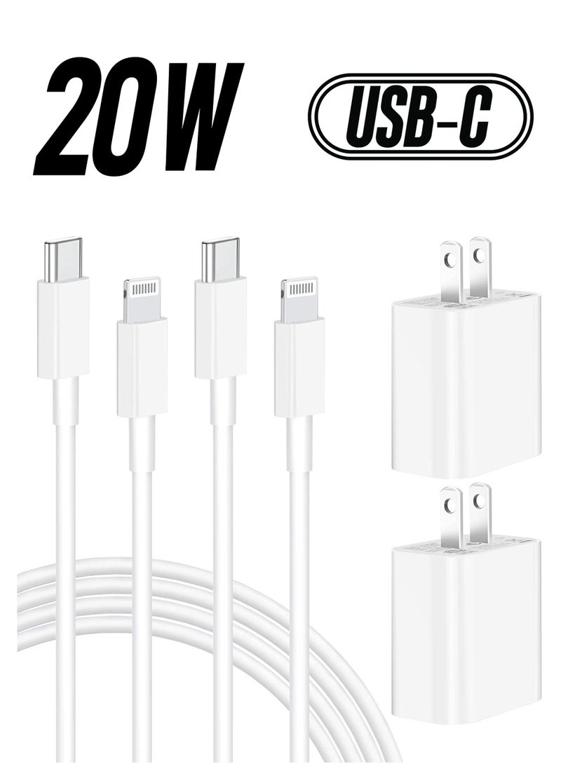 Generic 2 Pack 20W USB C Power Delivery Wall Charger with 6FT Type C to Lightning Quick Charge Sync Cord for iPhone 13 12 11 Pro/XS/XR/X/SE  - Image 1