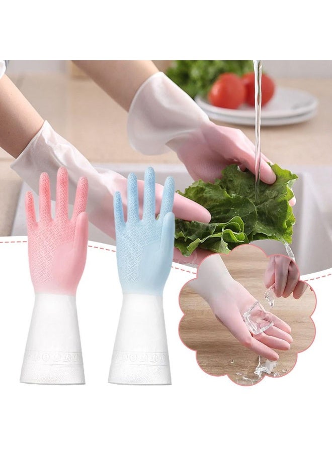 Long Waterproof Latex Gloves – Household Cleaning, Dishwashing & Kitchen Protection, Pink, Size L - Image 1