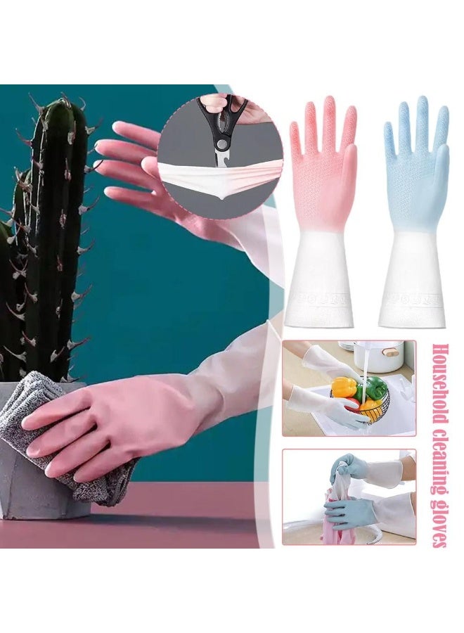 Long Waterproof Latex Gloves – Household Cleaning, Dishwashing & Kitchen Protection, Pink, Size L - Image 2