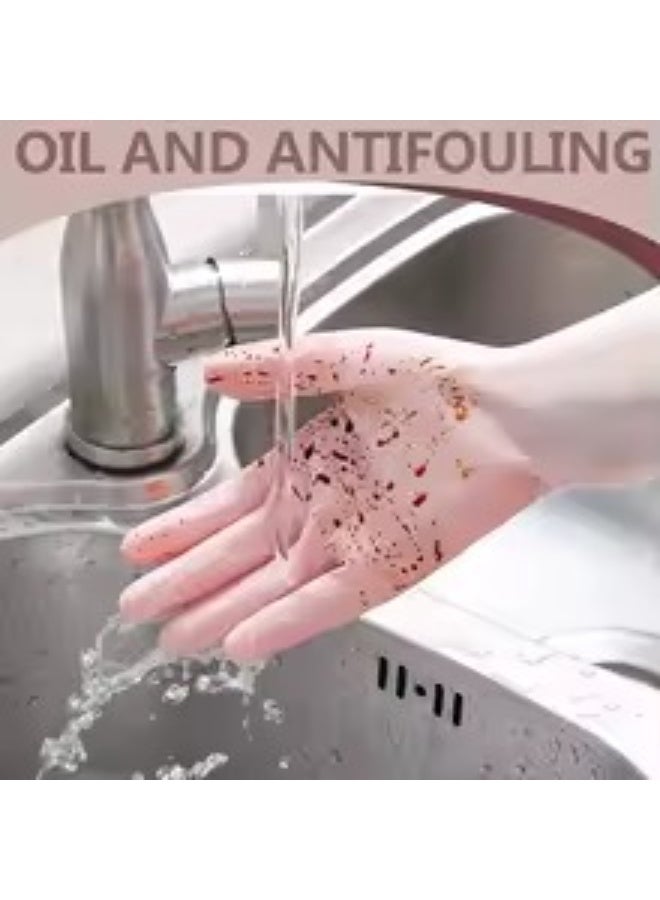 Long Waterproof Latex Gloves – Household Cleaning, Dishwashing & Kitchen Protection, Pink, Size L - Image 3