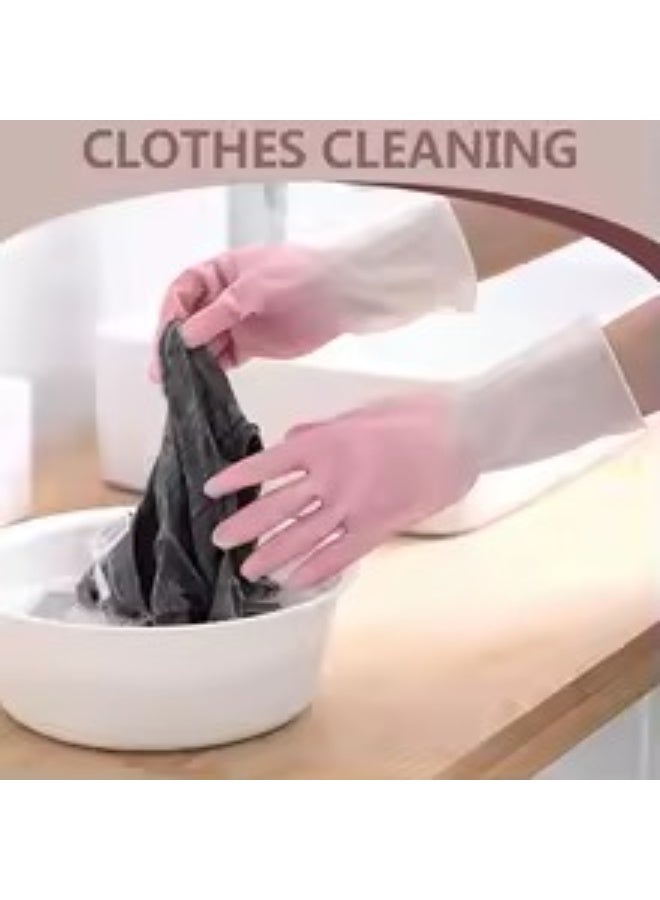 Long Waterproof Latex Gloves – Household Cleaning, Dishwashing & Kitchen Protection, Pink, Size L - Image 4