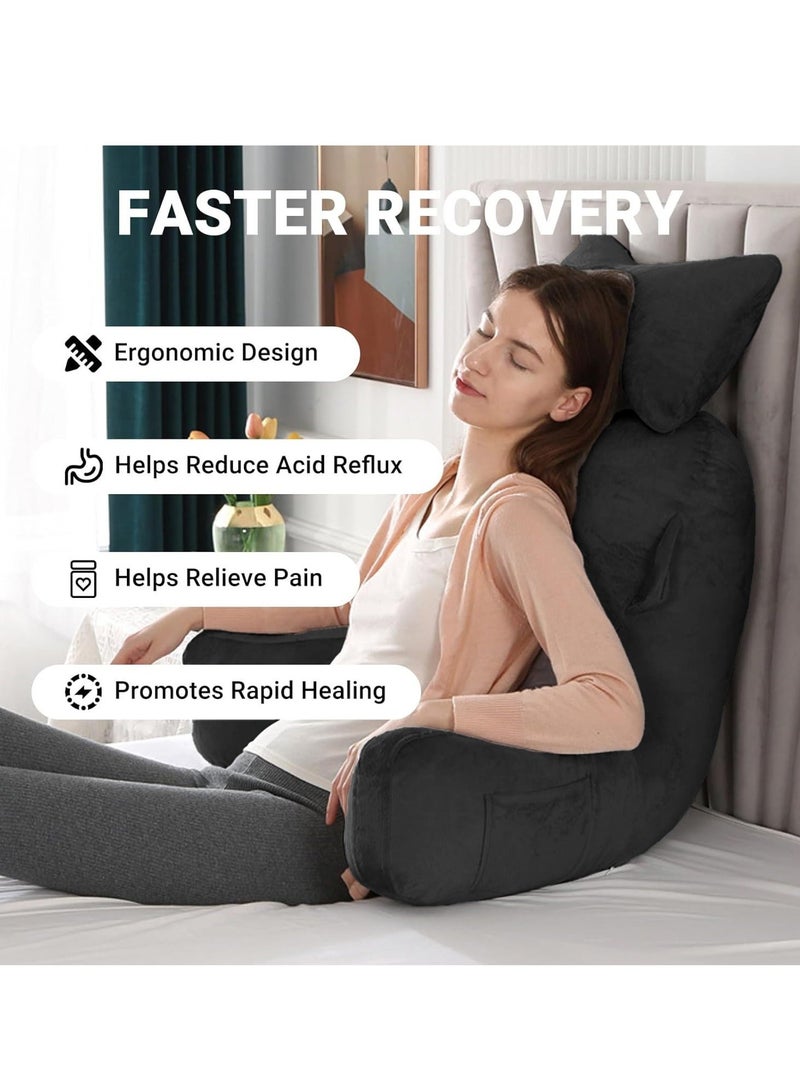 WALALLA Ergonomic Extra Large Memory Foam Reading Pillow, Pillow Backrest, Lumbar Pillow, Neck Support pillow, Seat Cushion, Bed Rest Pillow, Lounge Cushion, Back Support Pillow with Arms, Washable Cover - Image 2