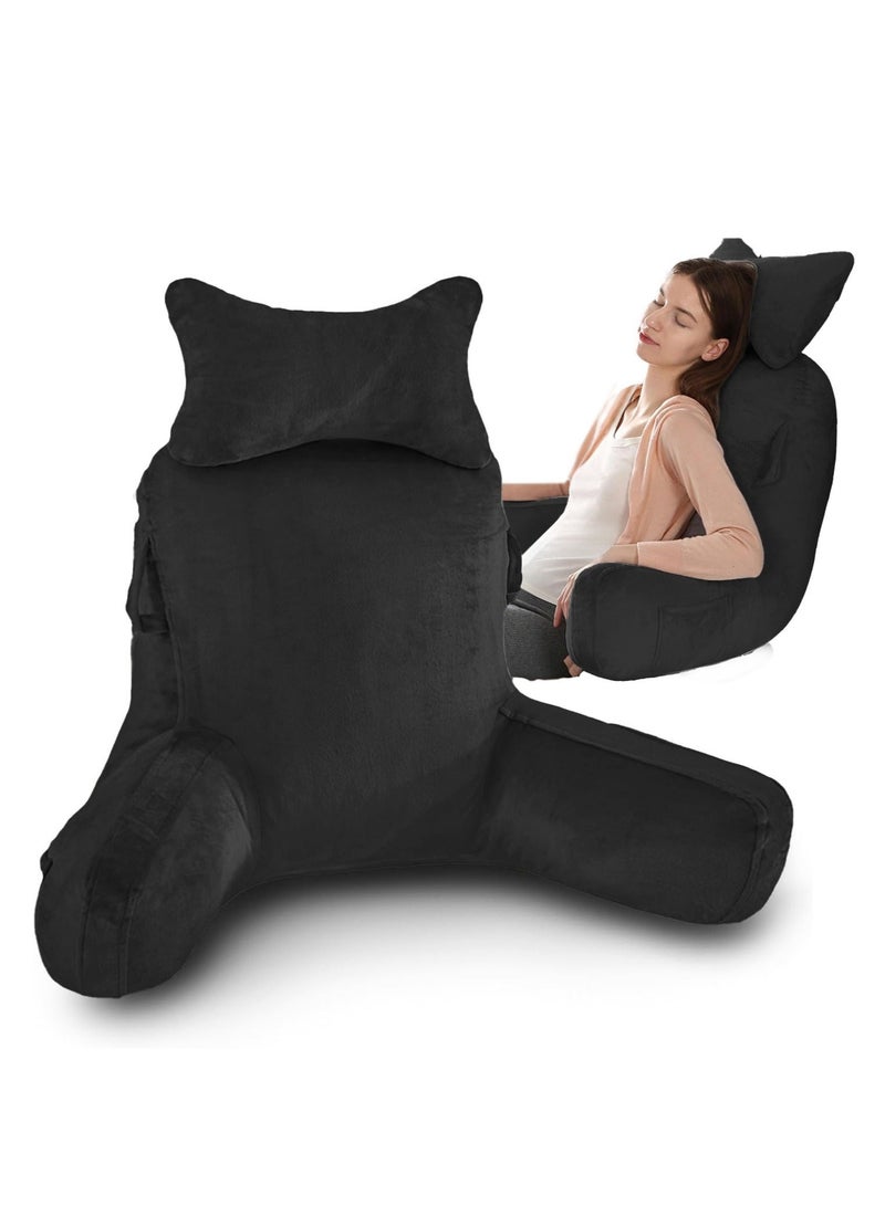 WALALLA Ergonomic Extra Large Memory Foam Reading Pillow, Pillow Backrest, Lumbar Pillow, Neck Support pillow, Seat Cushion, Bed Rest Pillow, Lounge Cushion, Back Support Pillow with Arms, Washable Cover - Image 1