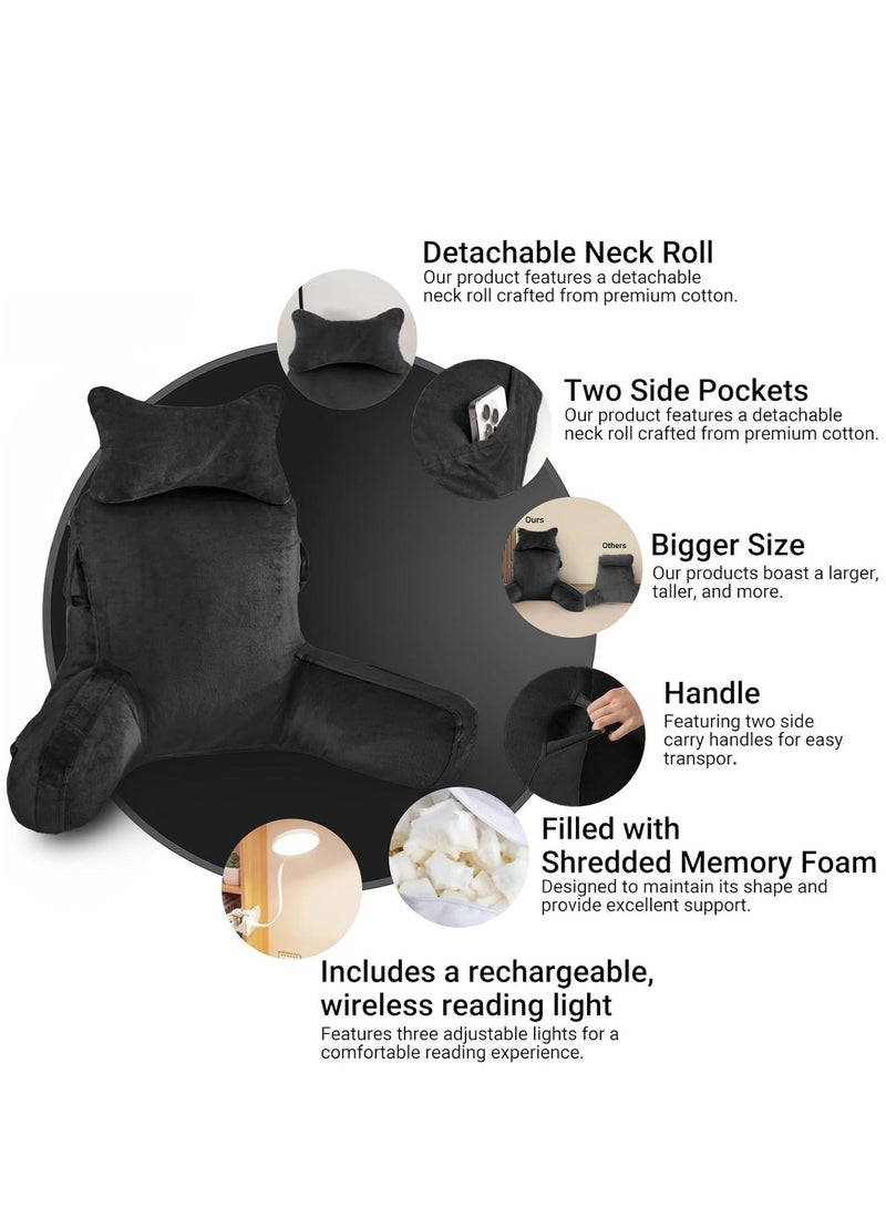 WALALLA Ergonomic Extra Large Memory Foam Reading Pillow, Pillow Backrest, Lumbar Pillow, Neck Support pillow, Seat Cushion, Bed Rest Pillow, Lounge Cushion, Back Support Pillow with Arms, Washable Cover - Image 5