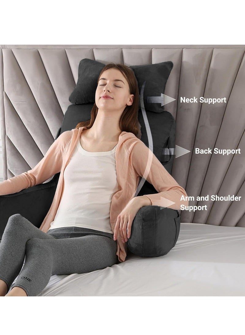 WALALLA Ergonomic Extra Large Memory Foam Reading Pillow, Pillow Backrest, Lumbar Pillow, Neck Support pillow, Seat Cushion, Bed Rest Pillow, Lounge Cushion, Back Support Pillow with Arms, Washable Cover - Image 3