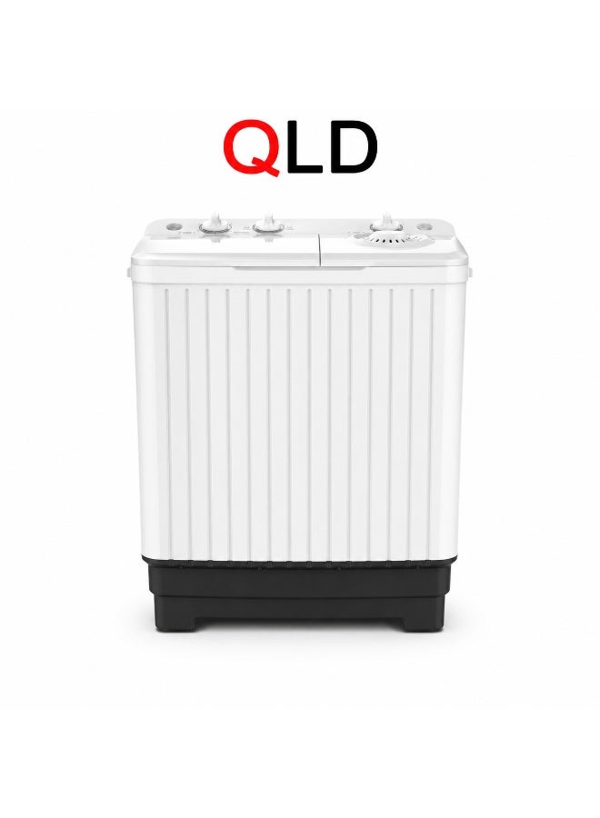 QLD QLWM-7K-TTW Semi-Automatic Twin Tub Washing Machine, 7kg Wash, 4kg Spin, White - Image 1