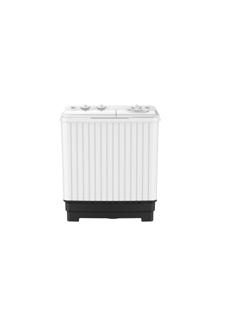 QLD QLWM-7K-TTW Semi-Automatic Twin Tub Washing Machine, 7kg Wash, 4kg Spin, White - Image 2