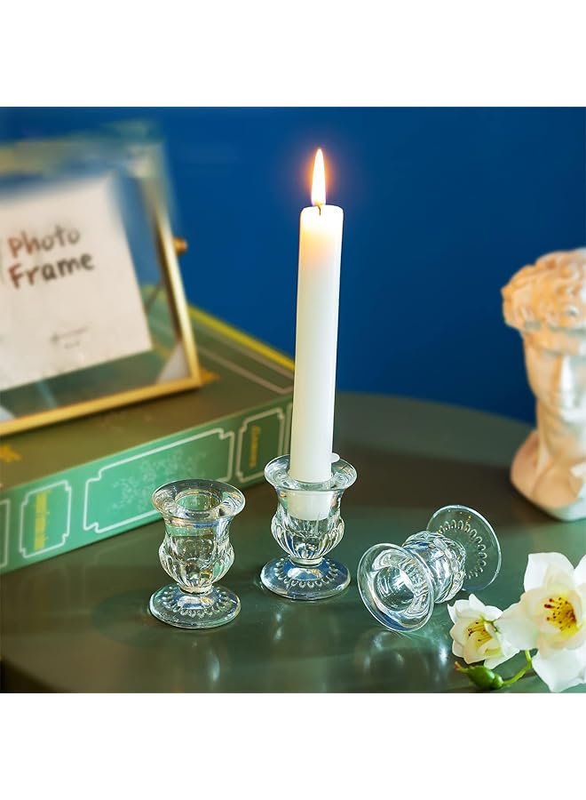 إيروريكس مجموعة حوامل شموع زجاجية صغيرة شفافة مكونة من 6 حوامل شموع شفافة للشموع المدببة وحوامل شموع زجاجية صغيرة للطاولة - Image 2