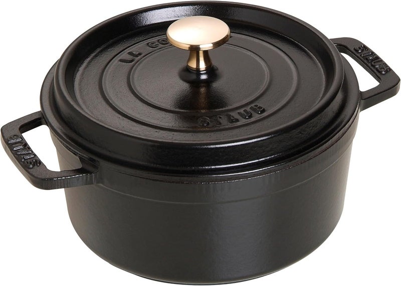 Staub Enameled Cast Iron Pico Cocotte Round Pot, 18cm, Black - Image 1