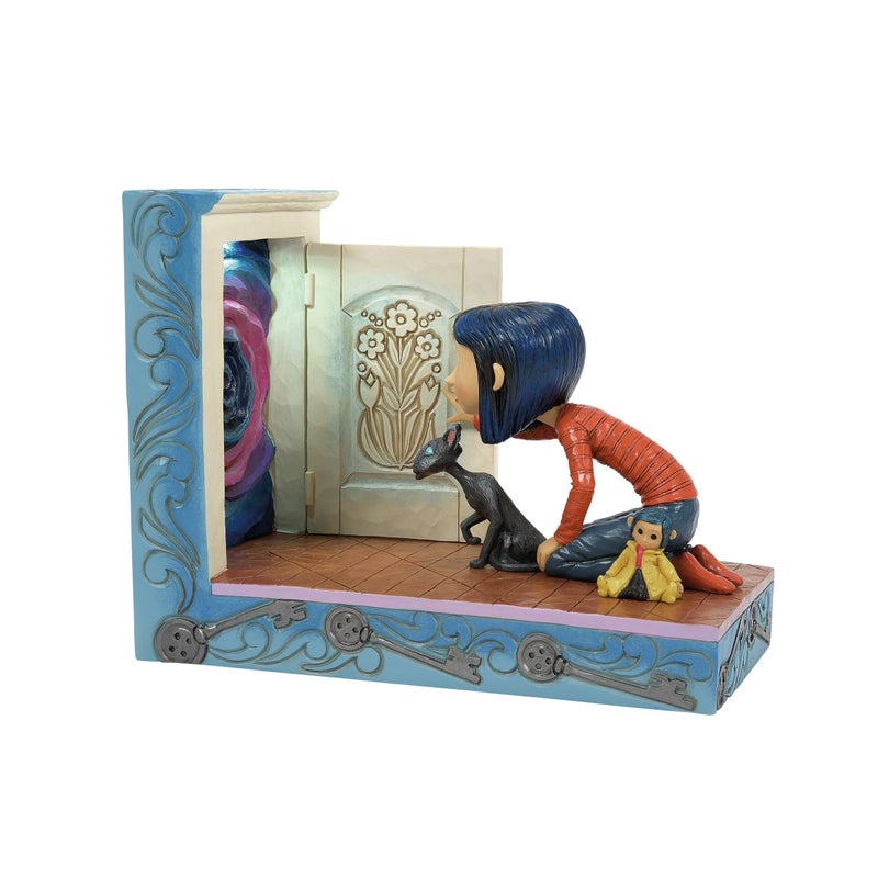 Enesco Coraline by Jim Shore Kneeling Down to Hidden Door Lit Figurine 512 Inch Multicolor - Image 2