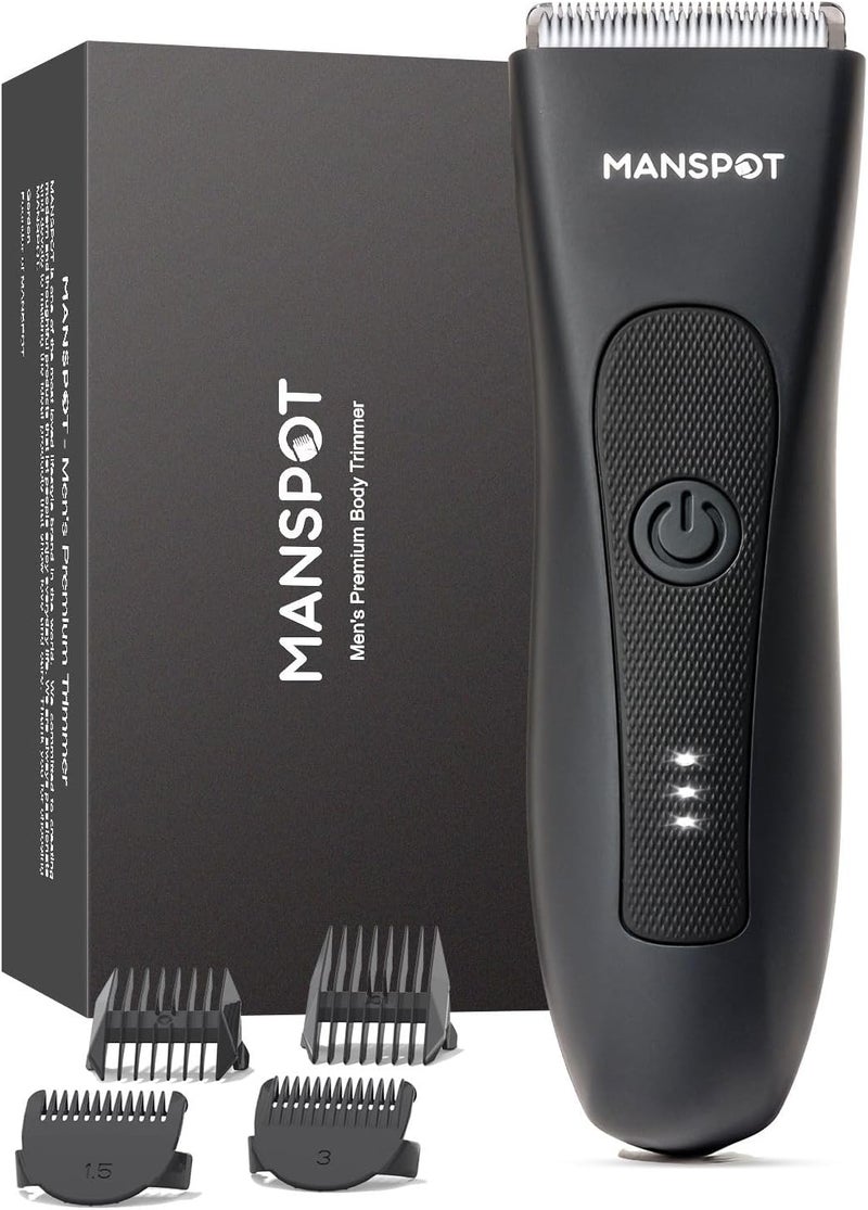 MANSPOT Manscape Groin  Body Hair Trimmer for Men Electric Ball Trimmer Pubic Trimmer ShaverManscape Kit with 4 GuardReplaceable Ceramic Blade HeadsWaterproof WetDry Shaver90 Minutes Shaving