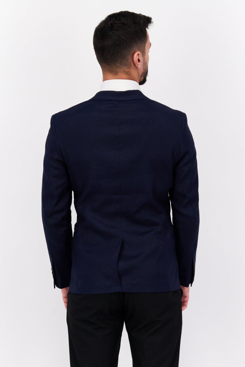 SELECTED Men Regular Fit Solid Formal Blazer, Navy - Image 3