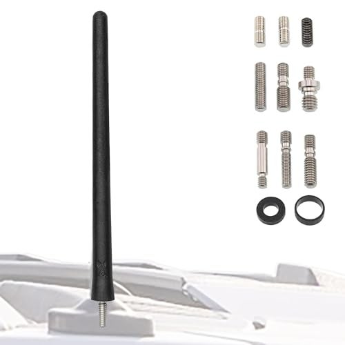 Votex Black Short Rubber 6 3/4 Inch Universal Antenna Kit - Car Wash Proof, Easy Setup, Enhanced Reception with Copper Coil, Stainless Steel Threading, Flexible & Durable Fits Cars, Trucks, SUVs - Image 1