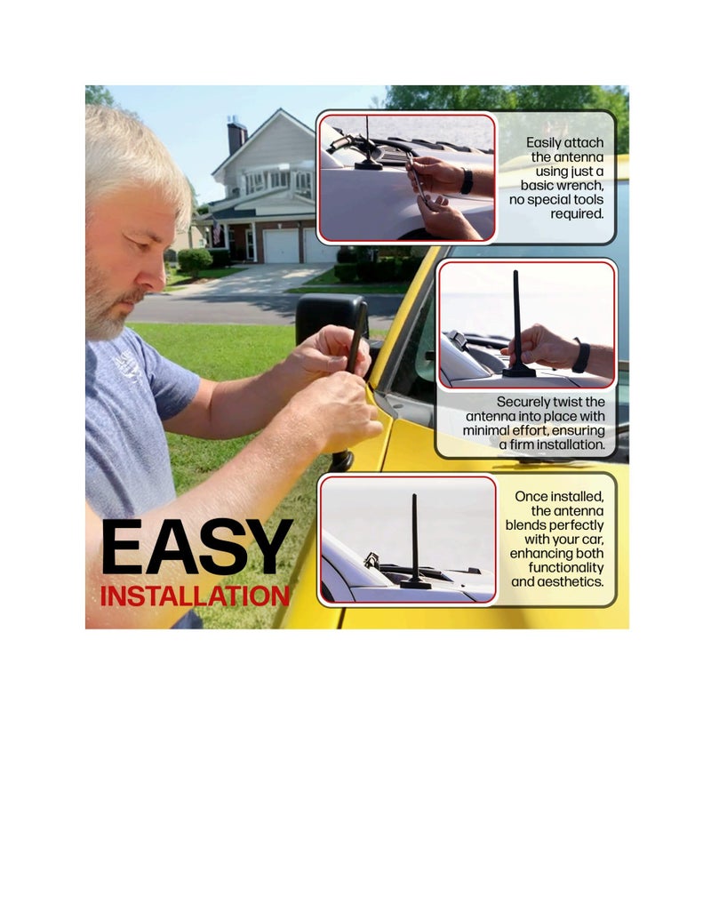 Votex Black Short Rubber 6 3/4 Inch Universal Antenna Kit - Car Wash Proof, Easy Setup, Enhanced Reception with Copper Coil, Stainless Steel Threading, Flexible & Durable Fits Cars, Trucks, SUVs - Image 5