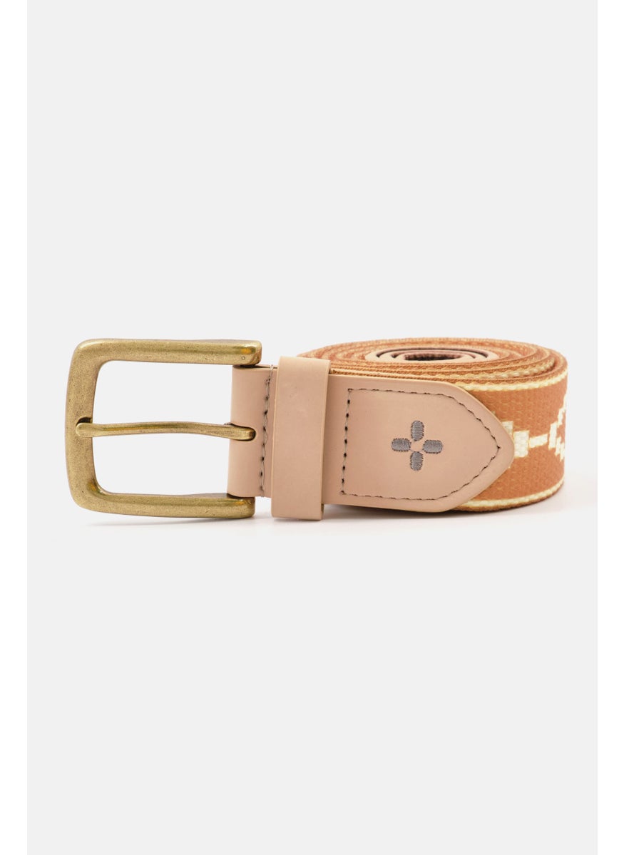 Sun Stone Men Faux Leather Belt, Gold  - Image 1