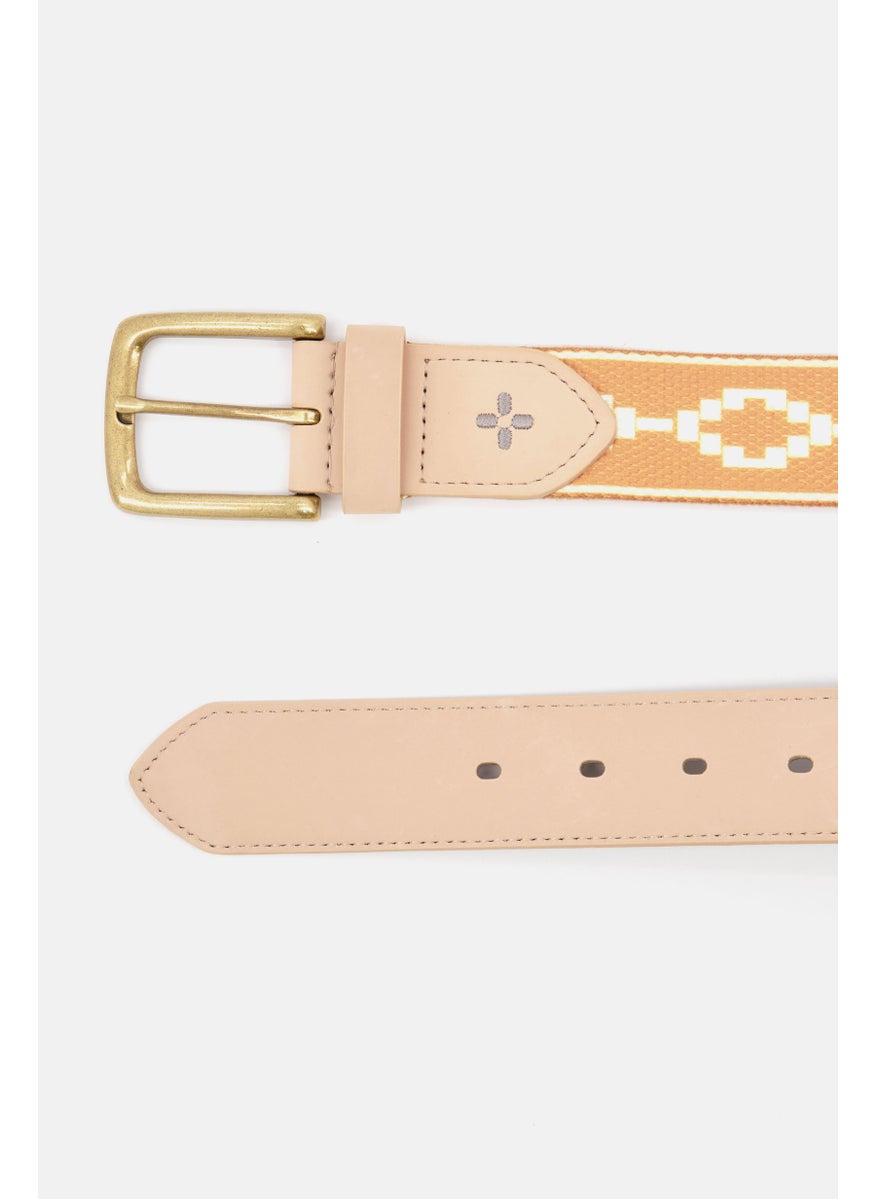 Sun Stone Men Faux Leather Belt, Gold  - Image 2