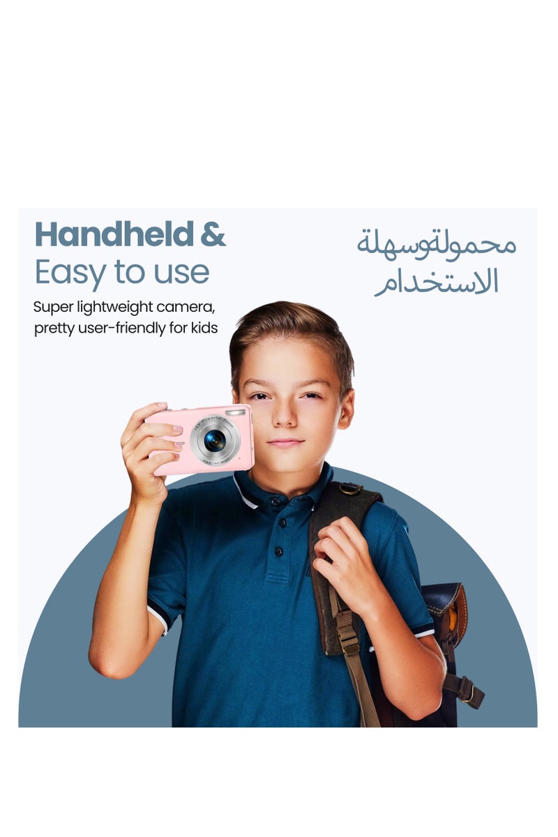 أيه بي جي كاميرا رقمية للأطفال، كاميرا فيديو مدمجة بدقة 44 ميجابكسل FHD 1080 بكسل مع بطاقة 32 جيجابايت، تكبير 16 مرة، مضادة للاهتزاز، كشف الوجه، مثالية للمبتدئين والمراهقين والأولاد والبنات - Image 4