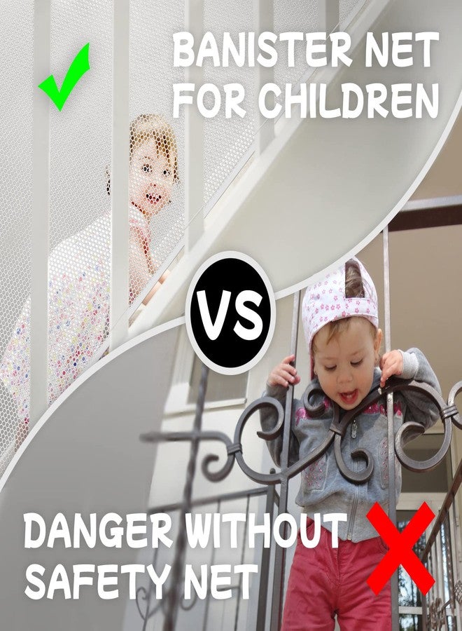 Gulissa Banister Guard for Baby, Balcony Netting for Pets, 15ft x 3ft, Baby Safety Stairs Rail Net Provides Your Baby with a Environment, Baby Stair Net Fit for Child, Small Pet, Toy - White - Image 4