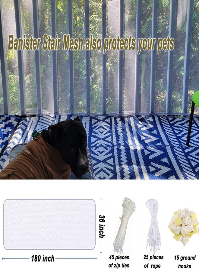 Gulissa Banister Guard for Baby, Balcony Netting for Pets, 15ft x 3ft, Baby Safety Stairs Rail Net Provides Your Baby with a Environment, Baby Stair Net Fit for Child, Small Pet, Toy - White - Image 3