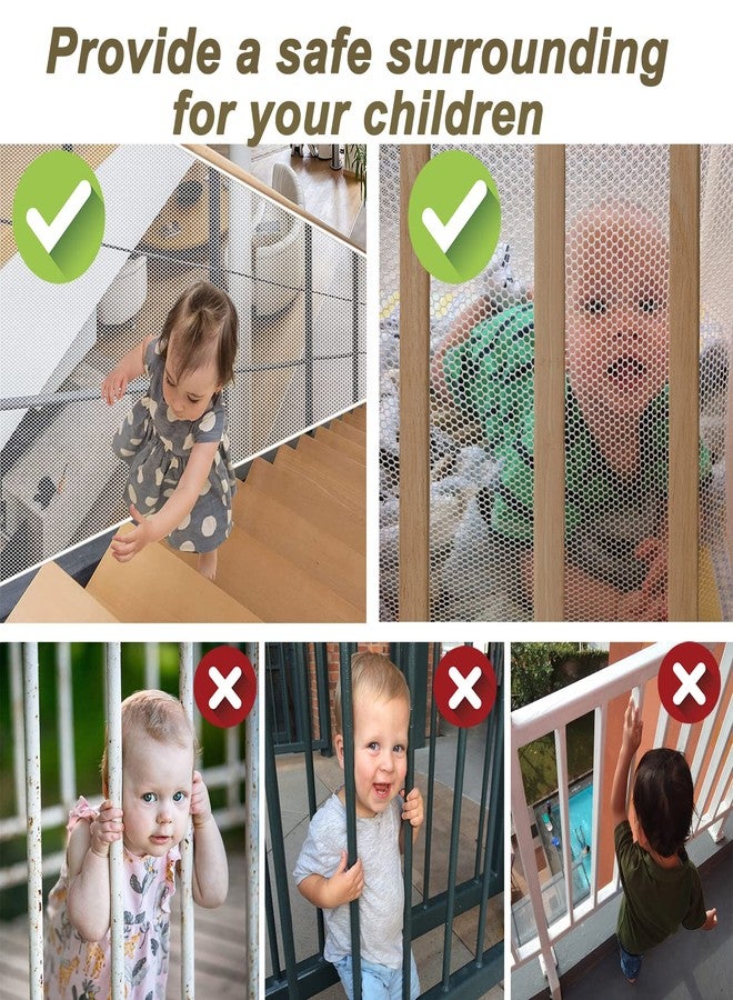 Gulissa Banister Guard for Baby, Balcony Netting for Pets, 15ft x 3ft, Baby Safety Stairs Rail Net Provides Your Baby with a Environment, Baby Stair Net Fit for Child, Small Pet, Toy - White - Image 2