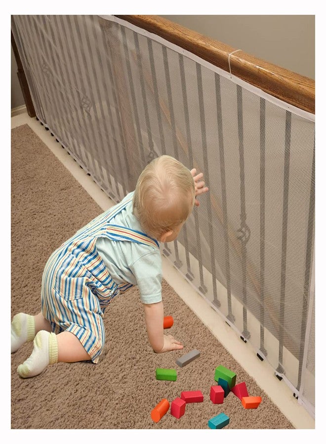 Gulissa Banister Guard for Baby, Balcony Netting for Pets, 15ft x 3ft, Baby Safety Stairs Rail Net Provides Your Baby with a Environment, Baby Stair Net Fit for Child, Small Pet, Toy - White - Image 1