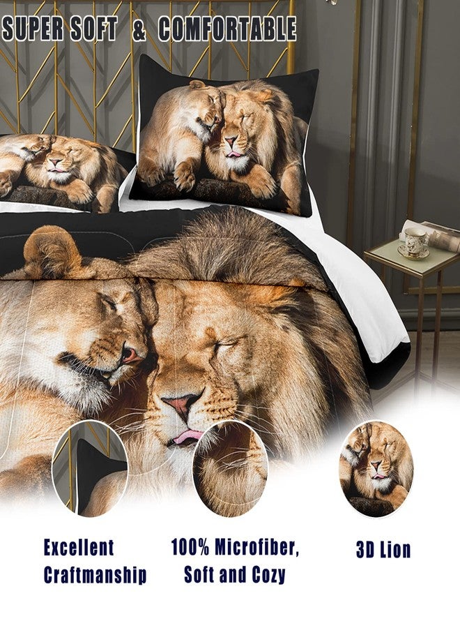 Bodhi Lover Couple Lion Comforter Set King Soft Microfiber Lion Bedding Set King Size Animal Comforter Set with Pillowcases,1 Comforter+2 Pillow Shams #4004 - Image 4