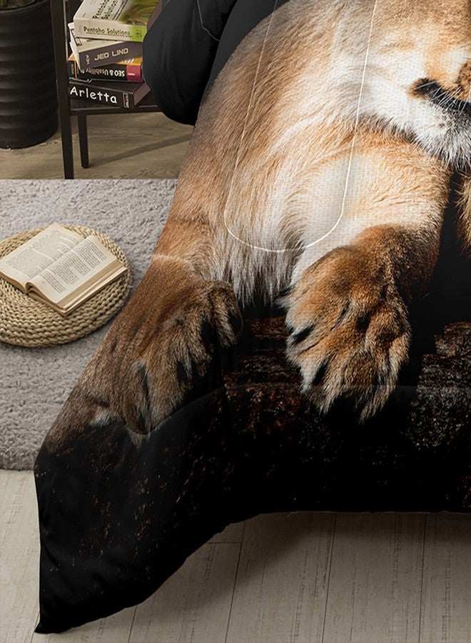 Bodhi Lover Couple Lion Comforter Set King Soft Microfiber Lion Bedding Set King Size Animal Comforter Set with Pillowcases,1 Comforter+2 Pillow Shams #4004 - Image 5