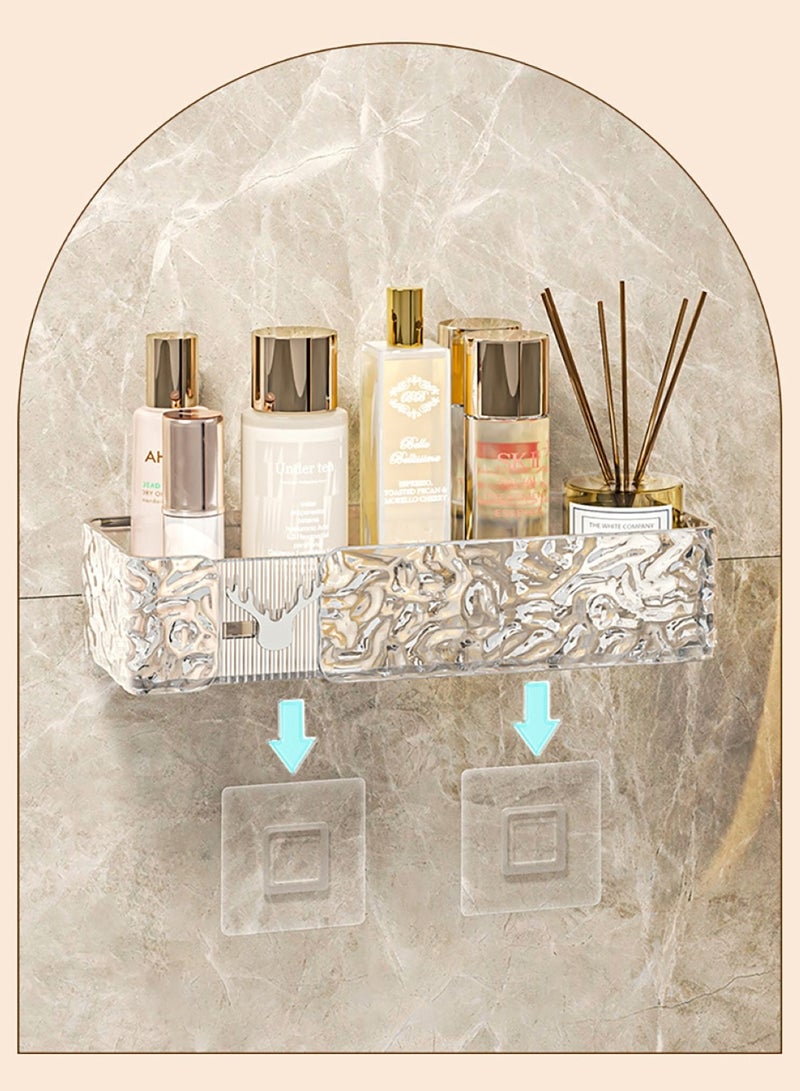 Shower Caddy Shelf, Set Of 2pcs, Bathroom Shelf Perfect For Bathroom Organizer And Storage, No-Drilling Shower Organizer, Transparent ABS+PET Bathroom Accessories (Transparent White)