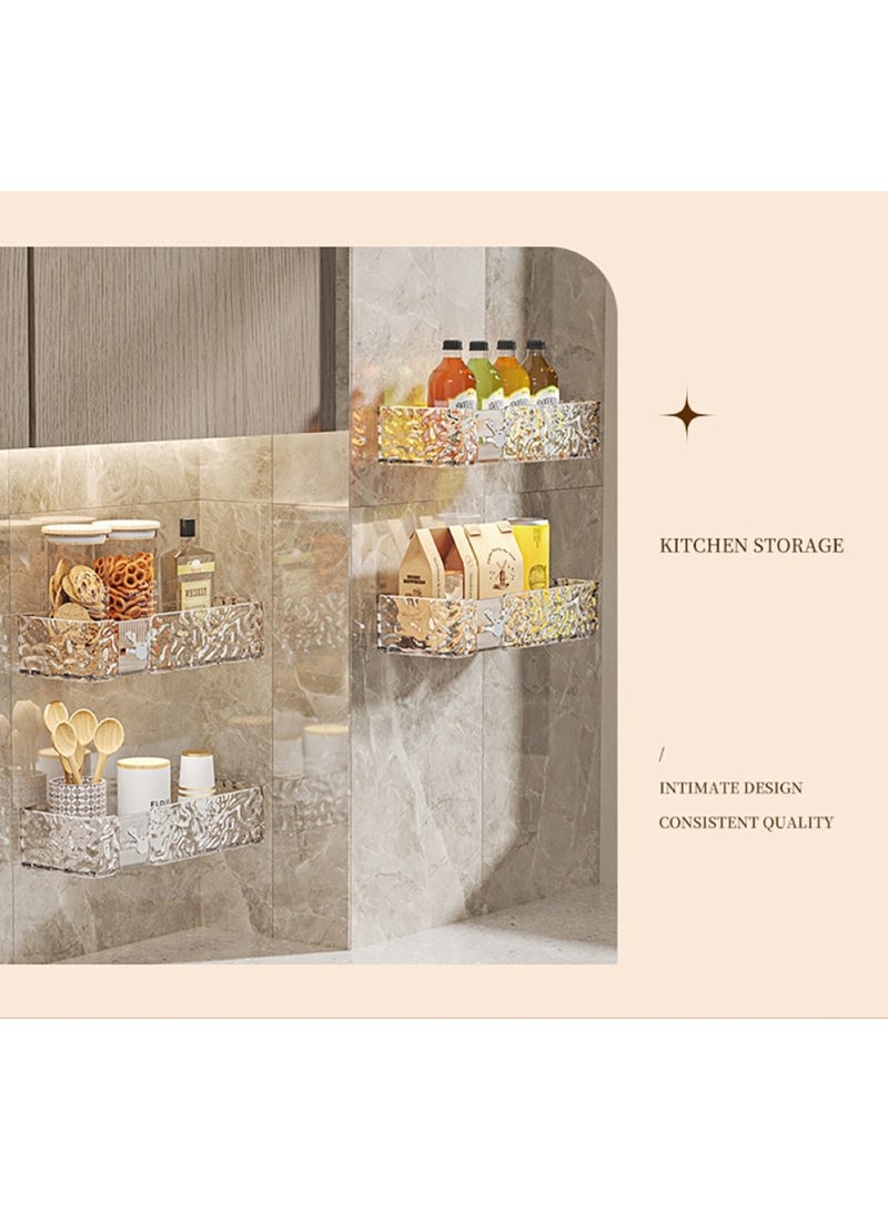 Shower Caddy Shelf, Set Of 2pcs, Bathroom Shelf Perfect For Bathroom Organizer And Storage, No-Drilling Shower Organizer, Transparent ABS+PET Bathroom Accessories (Transparent White)