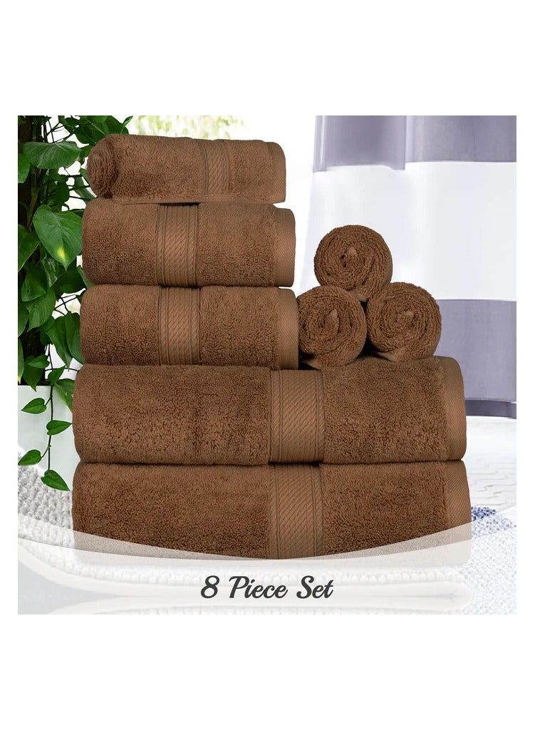 Comfy Comfy 8 Piece Brown Combed Cotton Hotel Quality 600Gsm Highly Absorbent Towel Set  - Image 2