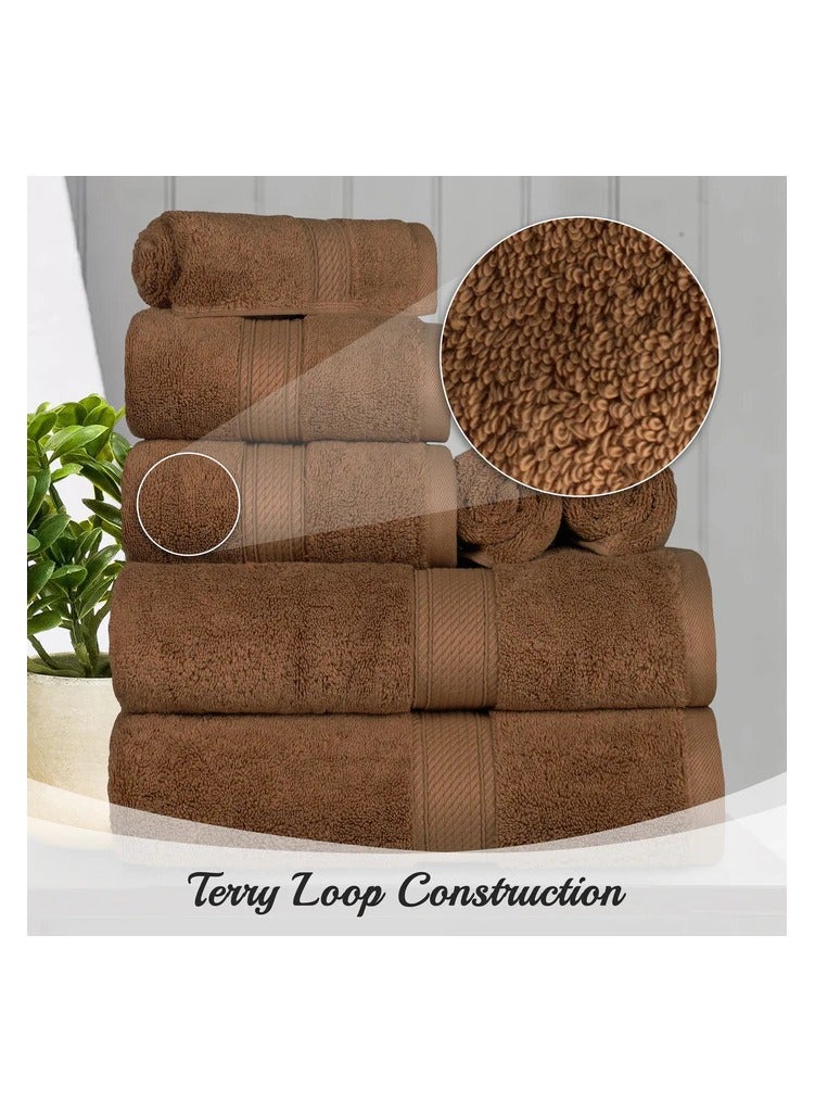Comfy Comfy 8 Piece Brown Combed Cotton Hotel Quality 600Gsm Highly Absorbent Towel Set  - Image 3