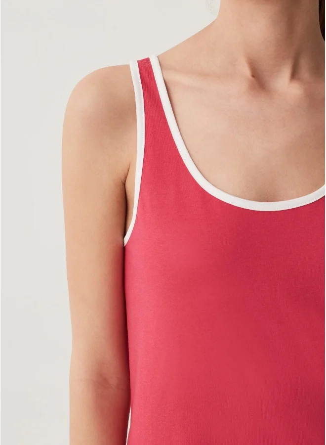 او في اس Ovs Sleeveless Dress With Contrasting Colour Trims