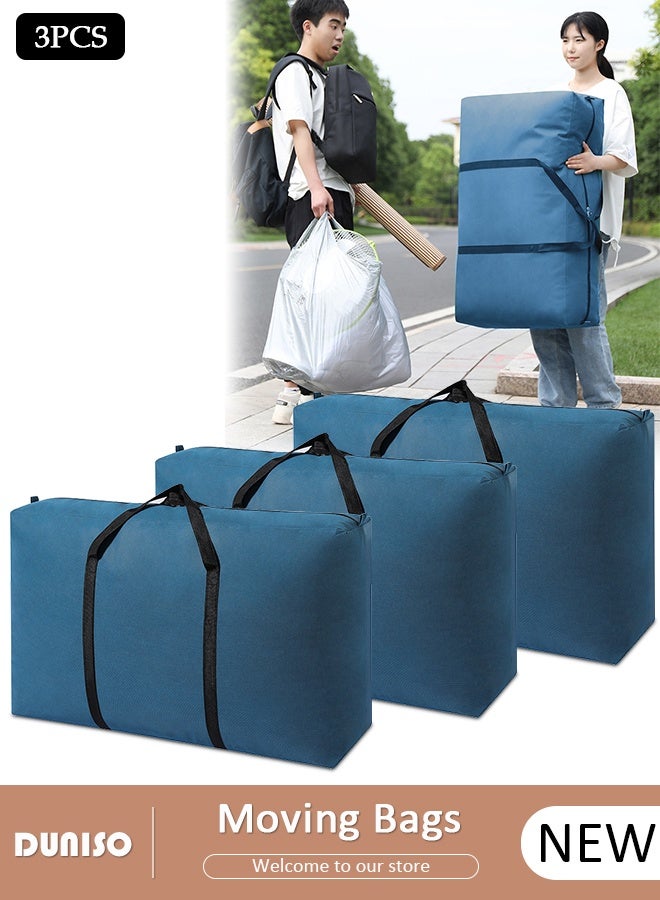 DUNISO 125L Collapsible Moving Bags, 3 Packs Organizing Bags with Zippers and Handles Storage Bag, Space Saving Clothes Storage Laundry Bag For Packing, House Essentials, Sustainable, Water-Resistant - Image 1