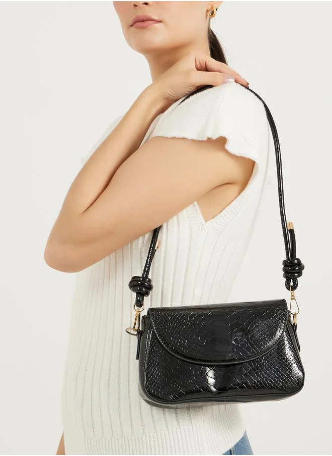 Styli Textured Patent Shoulder Bag with Magnetic Closure