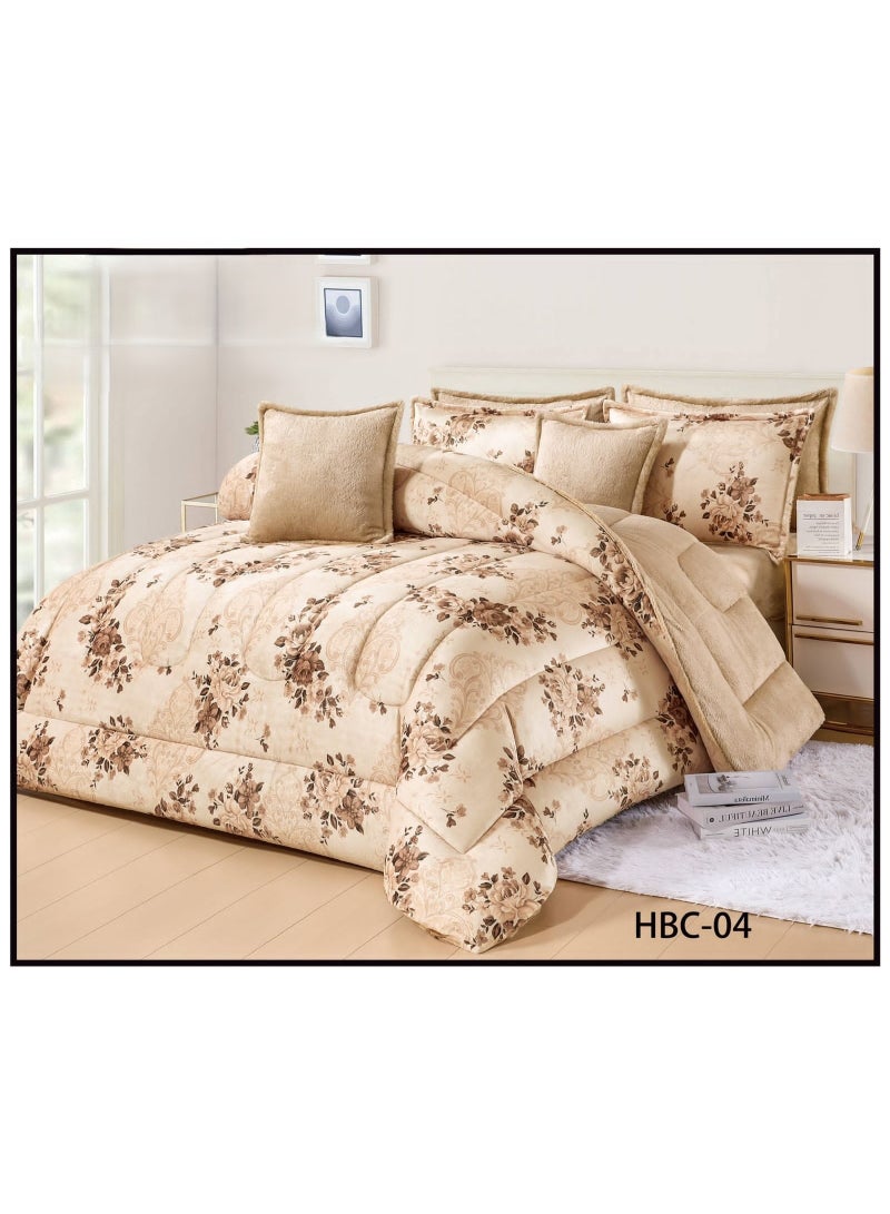 مينجلي مفرش سرير نفرين ملكي مشجر من المخمل الناعم والفرو الملكي ليمنحك الدفئ والاناقة مقاس 240*260 سم - Image 1