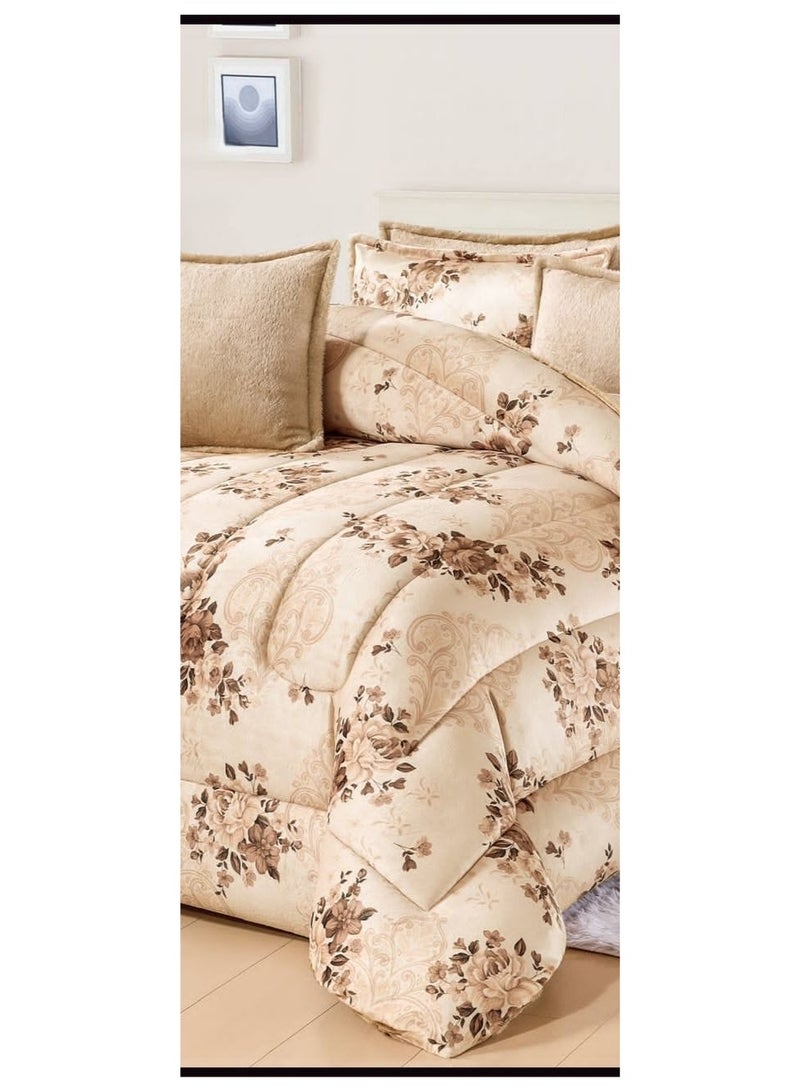 مينجلي مفرش سرير نفرين ملكي مشجر من المخمل الناعم والفرو الملكي ليمنحك الدفئ والاناقة مقاس 240*260 سم - Image 3