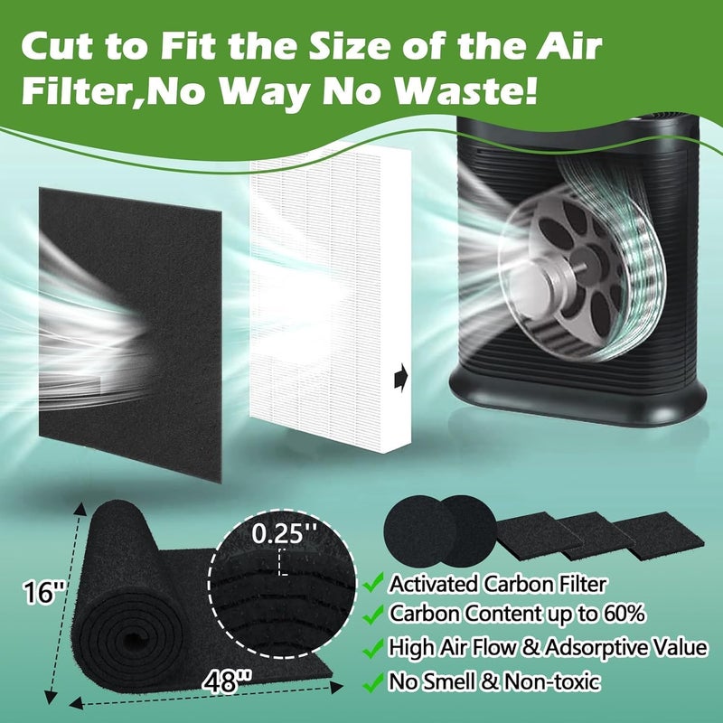 Demiwise Cut to Fit Activated Carbon Air F ilter Sheet 16"x 48"x 1/4",Universal Charcoal Replacement F ilter Pad for Air Purifier,Furnace,AC,Range Hood,3D Printer - Image 3