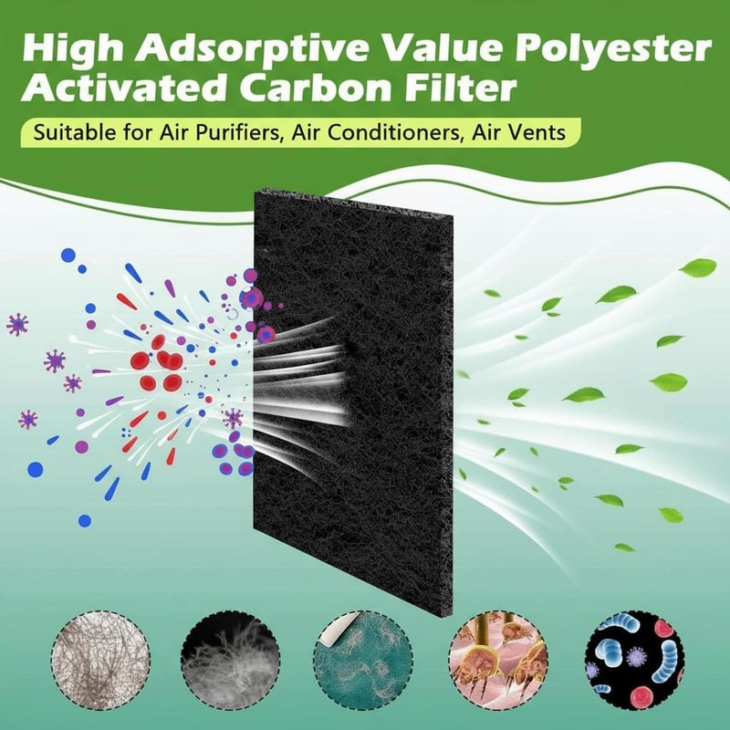 Demiwise Cut to Fit Activated Carbon Air F ilter Sheet 16"x 48"x 1/4",Universal Charcoal Replacement F ilter Pad for Air Purifier,Furnace,AC,Range Hood,3D Printer - Image 2