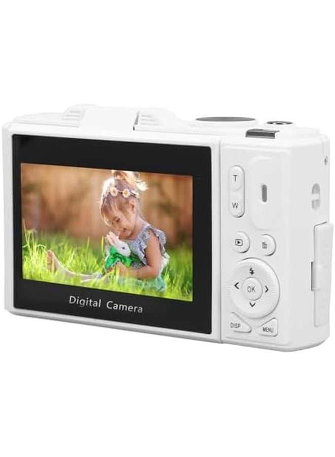 4K 64MP Digital Camera 18x Zoom 3 Inch Flip Screen Mirrorless Camera White - Image 2