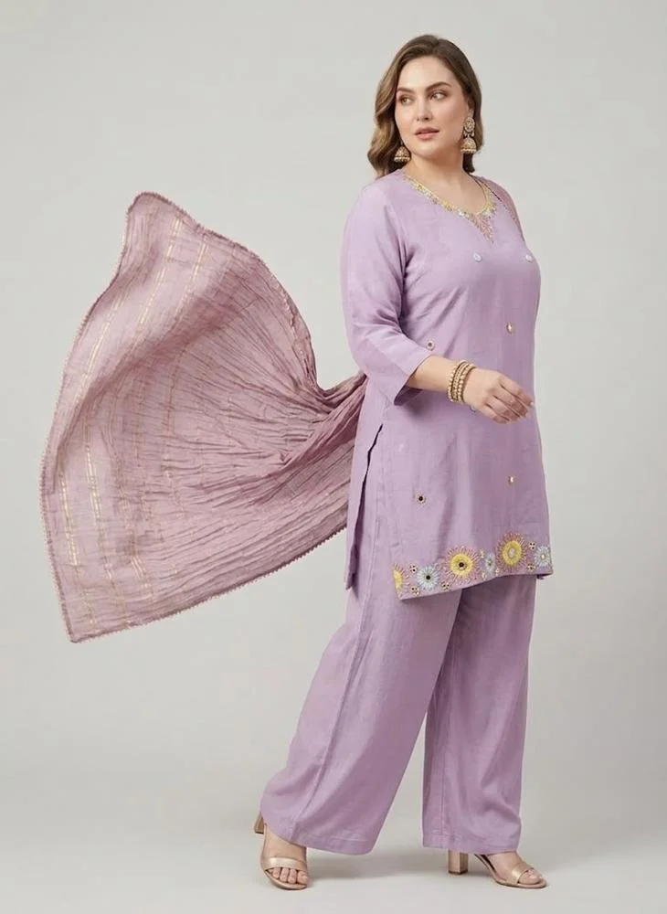 Viny PLUS SIZE VINY Lavender Floral Embroidered Suit Set – Women's Indian Ethnic Wear