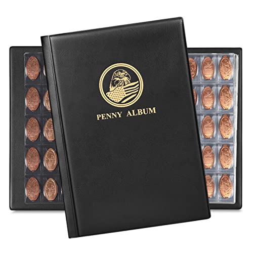 MUDOR Pressed Penny Collecting Book, Souvenir Penny Book Holds 380 Coins, Pressed Penny Holder Fits Elongated Stretched Pennies,Quarters or Nickels - Image 1