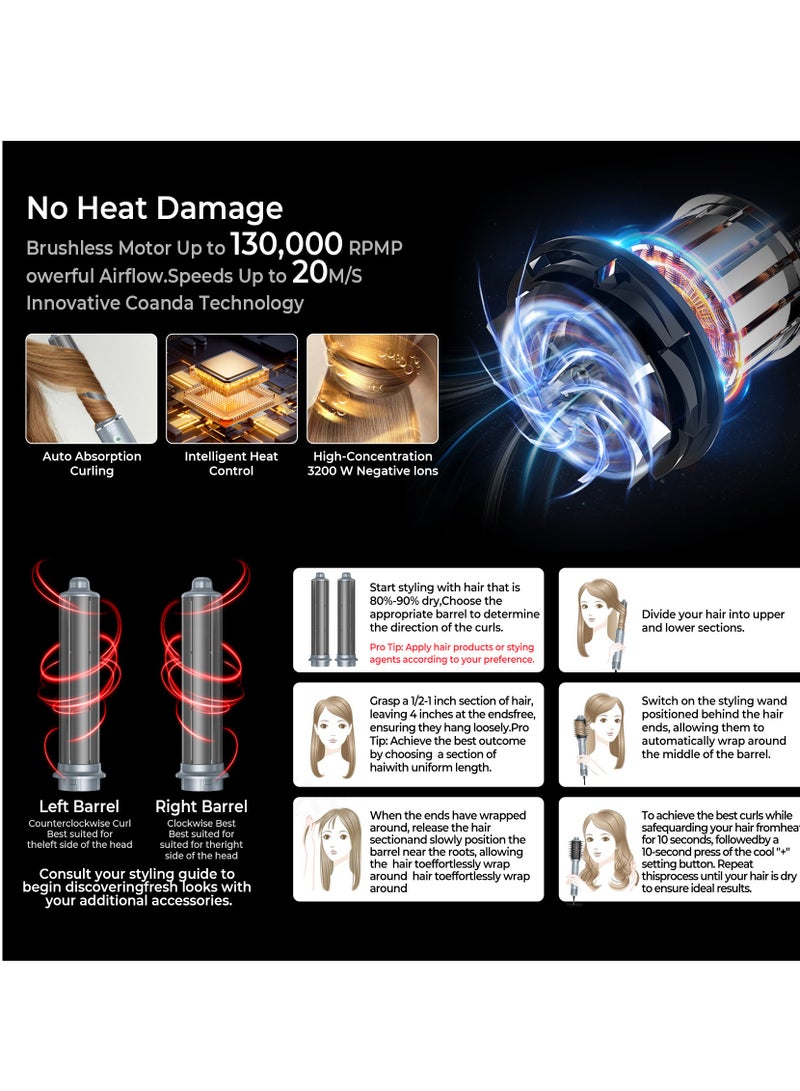 general High-speed brushless hot air comb straight curling iron negative ion hair dryer five-in-one household hair dryer - Image 5