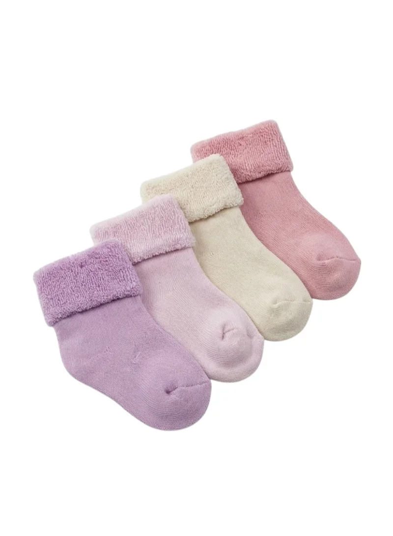 فكتور اند جين Pink, Purple Baby Roll Top Toweling socks 4 pack