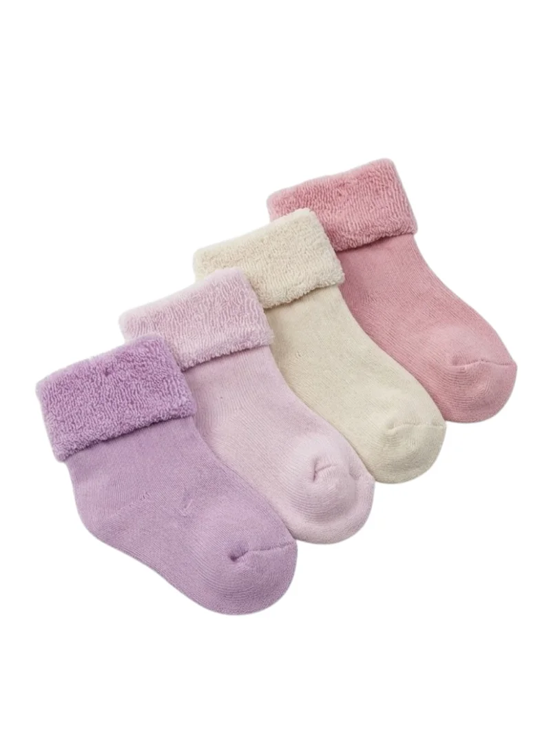 فكتور اند جين Pink, Purple Baby Roll Top Toweling socks 4 pack