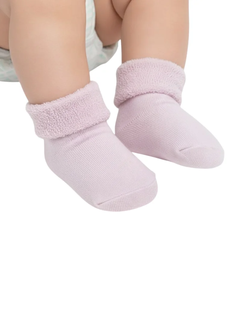 Victor And Jane Pack Of 4 Pink, Purple Baby Roll Top Toweling socks 4 pack for Women | Best Price UAE