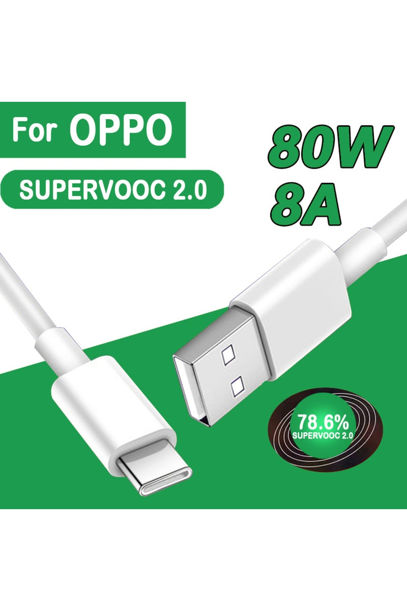 CHOiCE 100cm For OPPO 80W SUPERVOOC 2.0 Fast Charger Cable USB Type C 8A For Reno8 Reno9 Reno10 Pro+ K10 Fi - Image 1