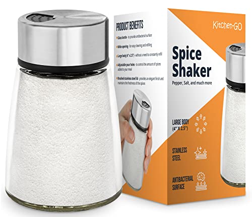 Kitchen & Go Salt Shaker or Pepper Shaker with Adjustable Pour Holes - Stainless Steel Spice Dispenser - Perfect for Pink Himalayan, Table Salt, Black and White Pepper - Image 2