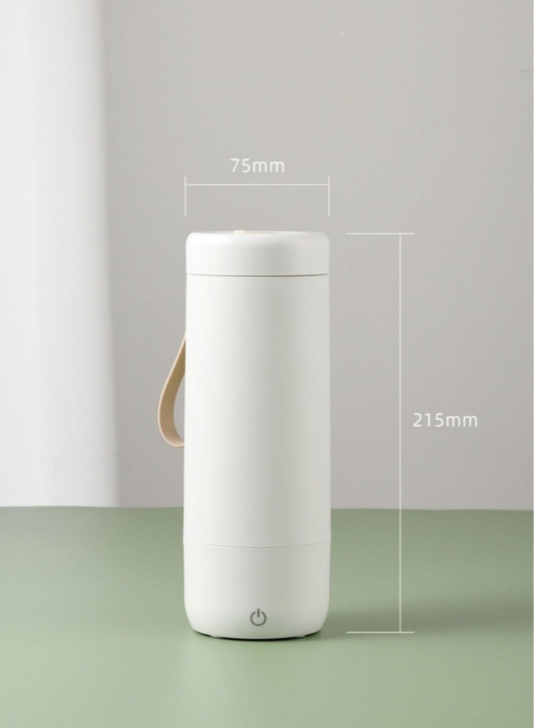 EXCLIFE Portable Electric Kettle, 400ml Travel Tea Kettle with Non-stick Coating Double Wall Water Boiler Bottle, Fast Boil and Auto Shut off Hot Water Heater, White - Image 1