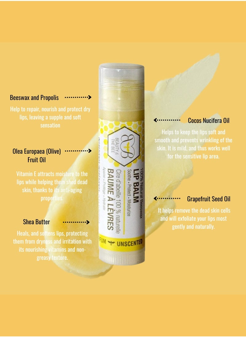 beauty and the bee Beauty and the Bee Natural Moisturizing Lip Balm Beeswax - Natural Unscented  - Image 4